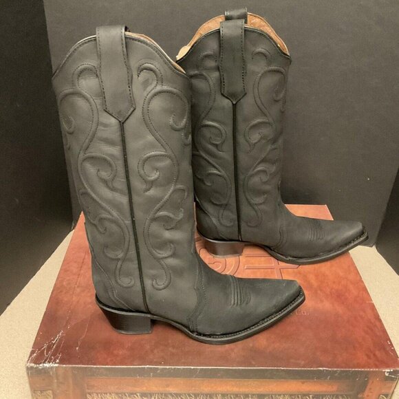 New! Womens Circle G by Corral Embroidered Black Tall Western Boots L6012. SZ 7